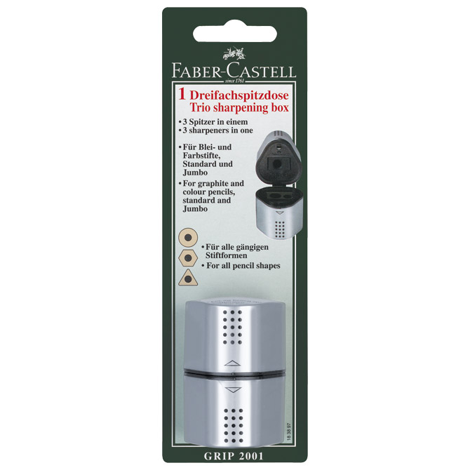 Šiljilo pvc s pvc kutijom 3rupe Grip 2001 Trio Faber-Castell 183897 srebrno blister