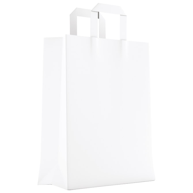 Vrećice ukrasne natron 18x22x8cm ravna ručka pk50 Duga bijele