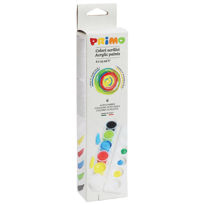 Boja tempera akrilna  25ml u čaši 6boja+paleta CMP.408TA6 blister