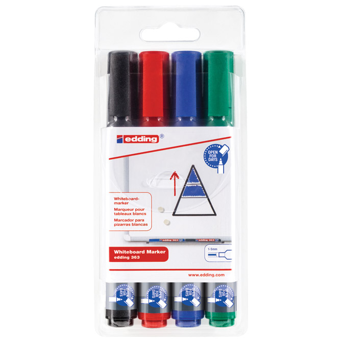 Marker za bijelu ploču 1-5mm Edding 363/4boje blister