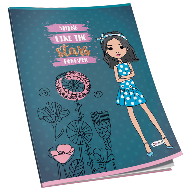 Teka meki uvez A5 crte 40L 80g sjaj+glitter Connect sortirani motivi