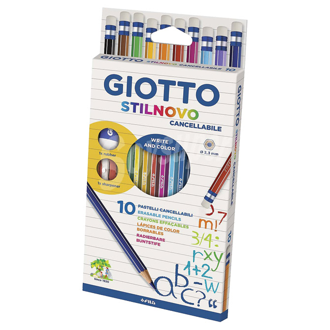 Boje drvene  10boja s gumicom+šiljilo+gumica Giotto Fila 2568 blister