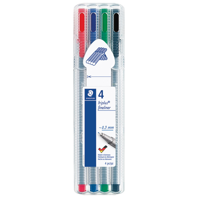 Flomaster fineliner 0,3mm pk4 Triplus Staedtler 334 SB4