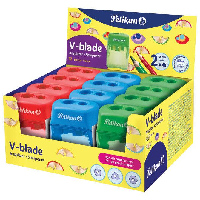 Šiljilo pvc s pvc kutijom 2rupe Pelikan 700238 sortirano