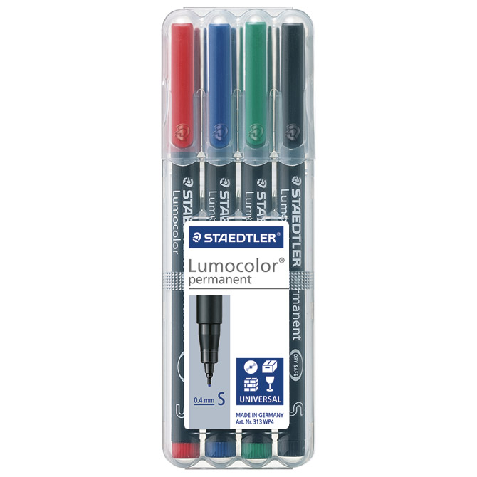 Marker permanentni 0,4mm pk4 Lumocolor Staedtler 313 WP4