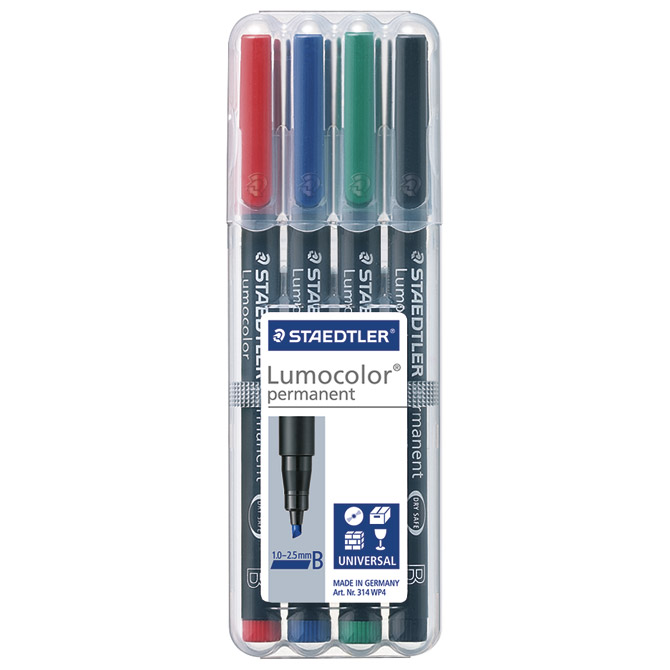 Marker permanentni 1-2,5mm pk4 Lumocolor Staedtler 314 WP4