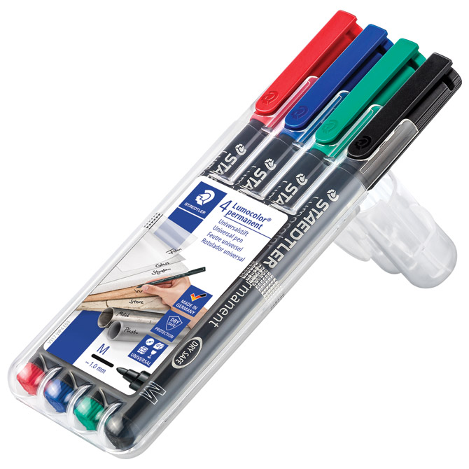 Marker permanentni 1mm pk4 Lumocolor Staedtler 317 WP4