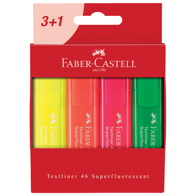 Signir 1-5mm 46 Superfluorescent kartonska kutija Faber-Castell 254604/4boje blister