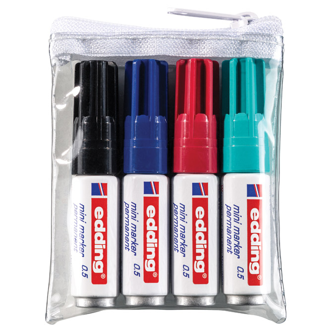 Marker permanentni mini 0.5 pk4 Edding sortirano