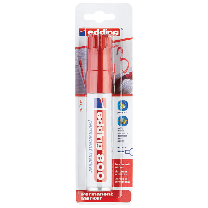 Marker permanentni 4-12mm Edding 800/1 crveni blister