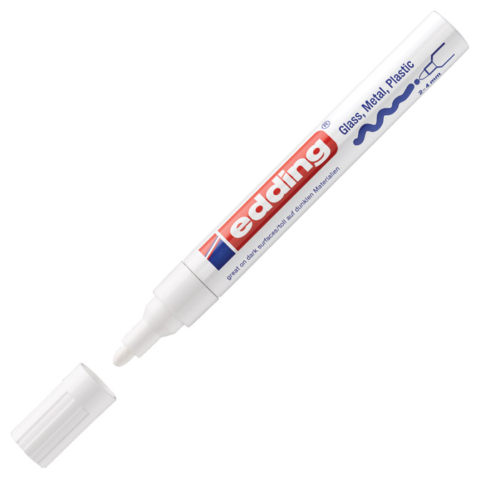 Marker permanentni sjajni lakirajući 2-4mm Edding 750 bijeli