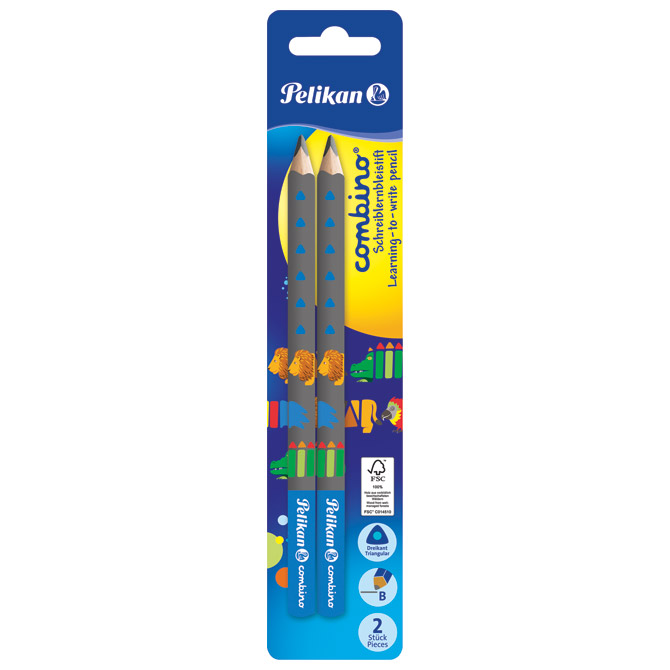 Olovka grafitna B Combino pk2 Pelikan 811187 siva/plava blister