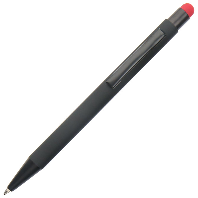 Olovka kemijska metalna gumirana+touch pen YFA2665B Oslo crno/crvena