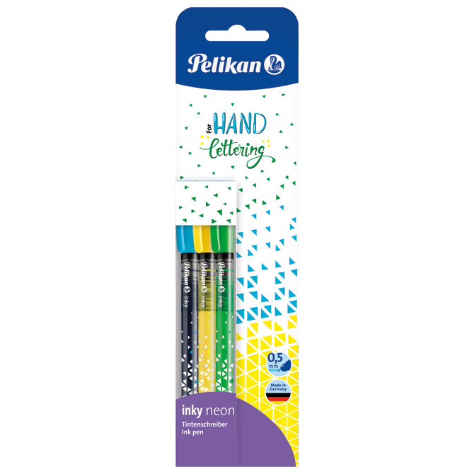 Flomaster fineliner 0,5mm pk3 Inky Pelikan 817097 sortirano neon blister 