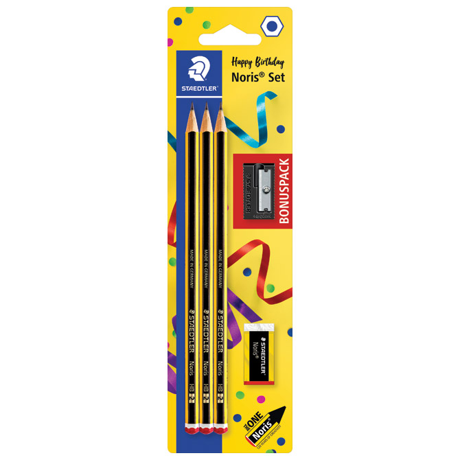 Olovka grafitna HB Noris anniversary pk3+gumica+šiljilo gratis Staedtler 120 SBK3P1 blister