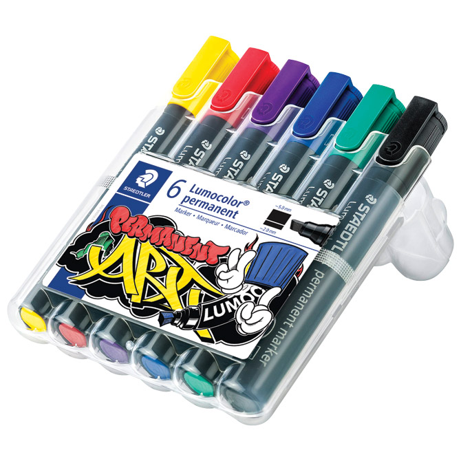 Marker permanentni 2-5mm pk6 Lumocolor Staedtler 350 WP6-1 sortirano blister