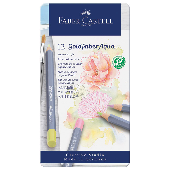 Boje drvene-vodene  12boja metalna kutija Goldfaber Aqua Faber-Castell 114622 pastelne