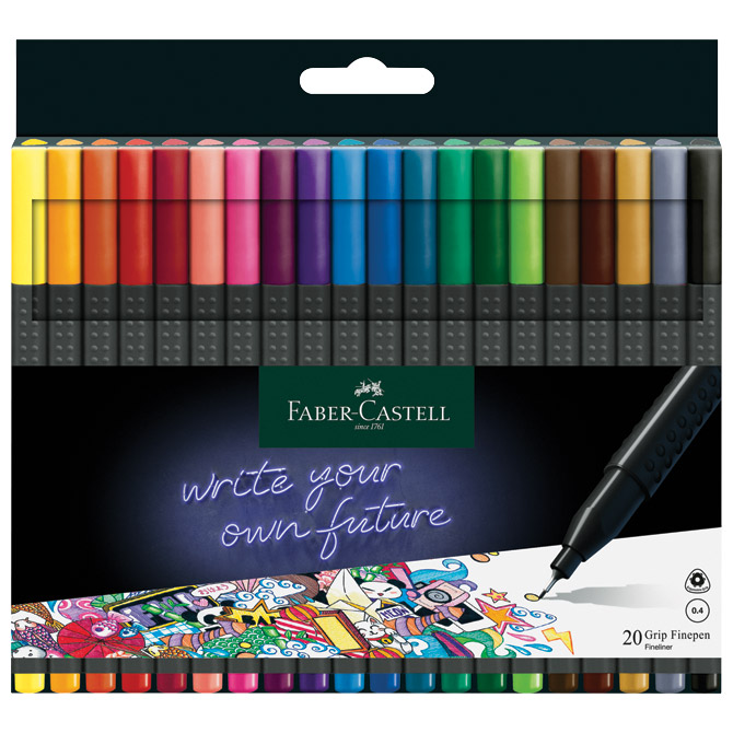 Flomaster fineliner 0,4mm Grip 20boja Faber-Castell 151620 sortirano blister