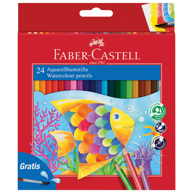 Boje drvene-vodene  24boje Aquarell Faber-Castell 114425 blister