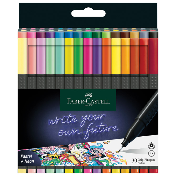 Flomaster fineliner 0,4mm Grip 30boja Faber-Castell 151630 sortirano blister
