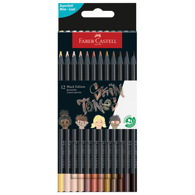 Boje drvene  12boja trokutaste Black Edition Skin tones Faber Castell 116414 blister 