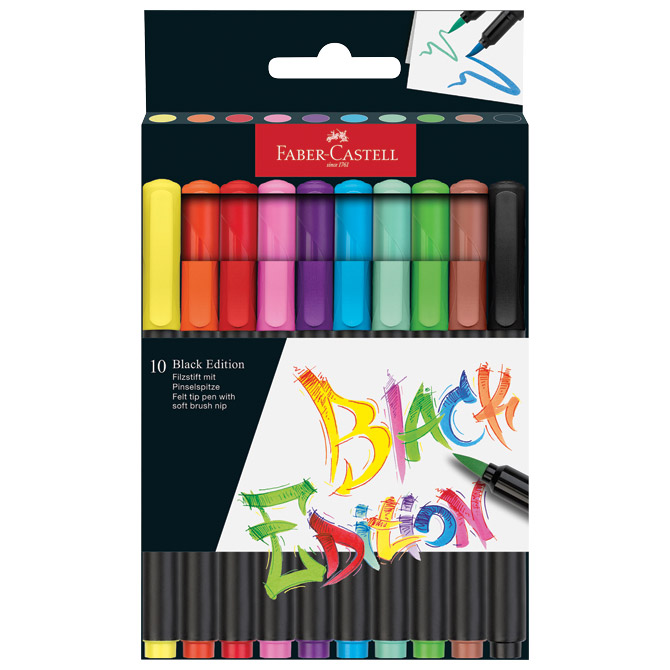Flomaster brushpen 10boja Black Edition Faber Castell 116451 blister 
