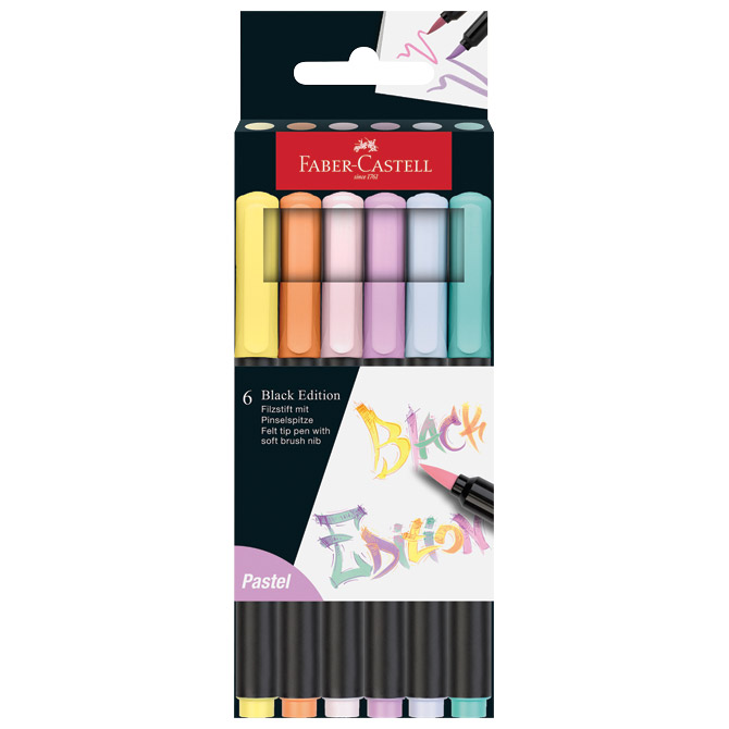 Flomaster brushpen  6boja Black Edition Faber Castell 116453 pastel blister 