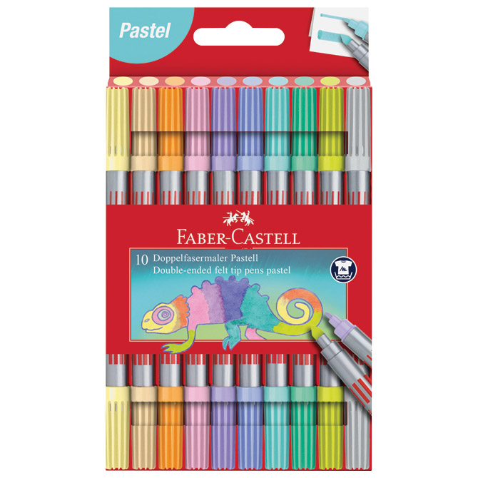 Flomaster školski  10boja obostrani Pastel Faber Castell 151112 blister 
