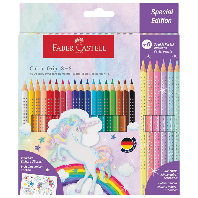 Boje drvene  18boja Grip 2001+6boja drvenih Sparkle pastel Faber Castell 201543 blister