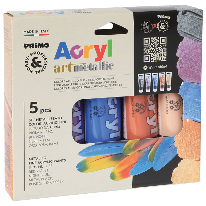 Boja akrilna  75ml pvc tuba 5boja Primo 4213TATM5MET