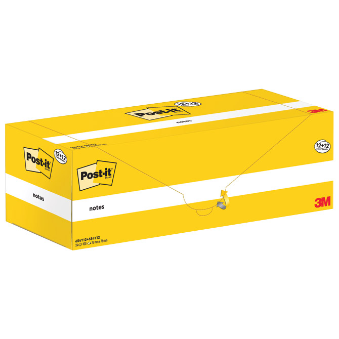 Blok samoljepljiv  76x76 mm 100L Post-it 3M.654 žuti 12+12 gratis