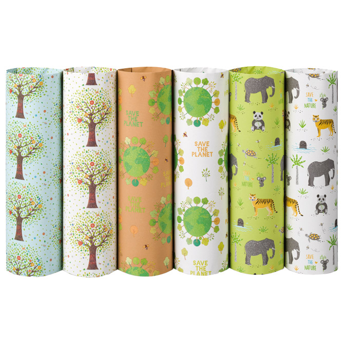 Papir ukrasni rola 70x200 cm Ecocarta Save the planet Rex-Saul Sadoch EC3J1N01