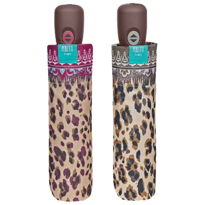 Kišobran automatik(otvaranje+zatvaranje) sklopivi s plastičnom drškom Time Perletti 26329 leopard, sortirano!!