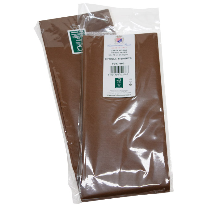Papir ukrasni Tissue 50x76 cm pk6 Cartotecnica Rossi F047 smeđi blister