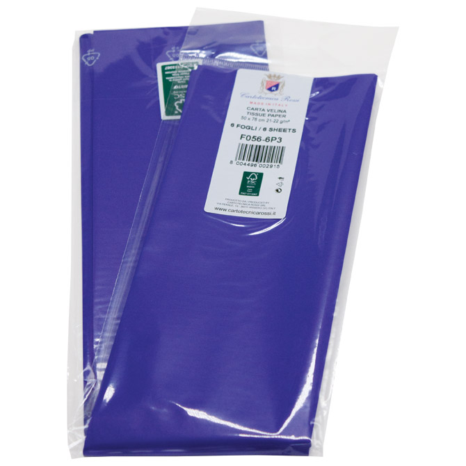 Papir ukrasni Tissue 50x76 cm pk6 Cartotecnica Rossi F056 plavi blister
