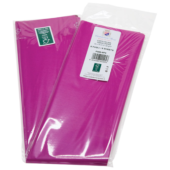 Papir ukrasni Tissue 50x76 cm pk6 Cartotecnica Rossi F065 fuksija blister