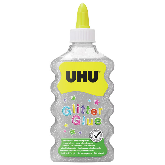 Ljepilo glitter glue 177ml UHU srebrno