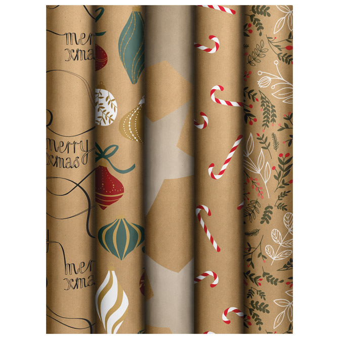 Papir ukrasni rola 70x200 cm Natural novogodišnji  Stewo 1608 99 sortirano