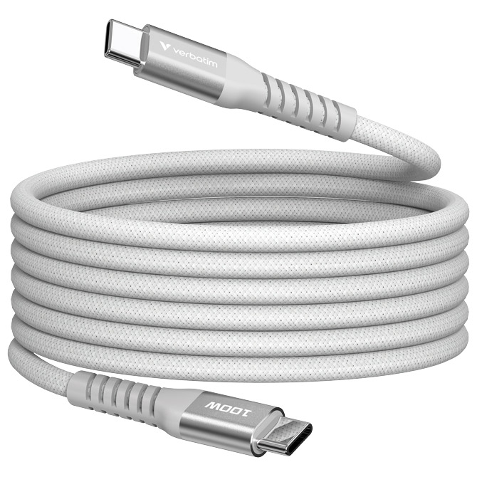 Kabel magnetski USB-C na USB-C 100W 120 cm Verbatim 31854 sivi